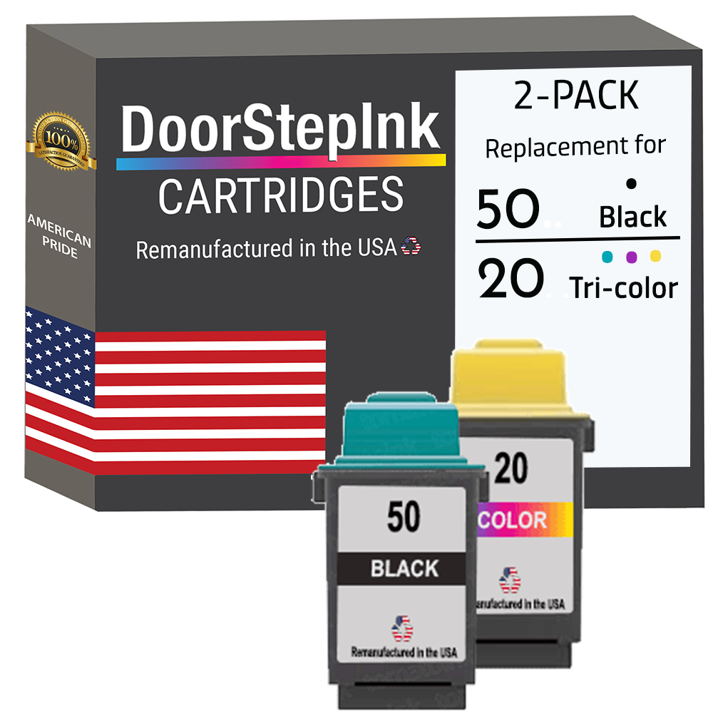 DoorStepInk Remanufactured in the USA Ink Cartridges for Lexmark #50 Black / #20 Color Combo Pack